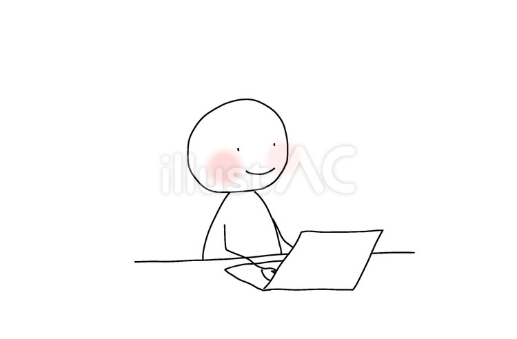 棒人間　パソコンから顔を上げて傾聴 棒人間,パソコン,傾聴のイラスト素材