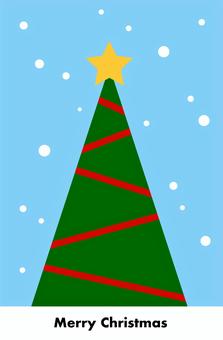 聖なる夜のクリスマスツリー クリスマス,クリスマスイブ,緑,赤,白,黄色,雪,星,クリスマスツリー,リボンのイラスト素材