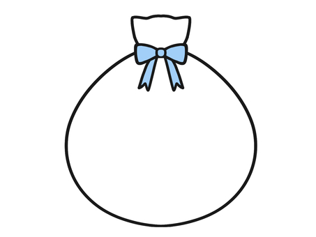 水色リボン付きサンタの袋のイラスト 袋,リボン,結び目,布,クリスマスのイラスト素材