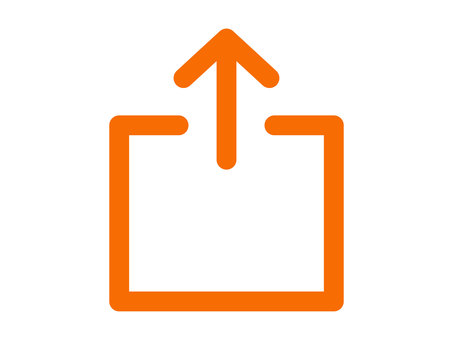 共有マーク（オレンジ） 共有,マーク,外部リンク,アイコン,シェア,書き出し,送る,リンク,上,矢印のイラスト素材