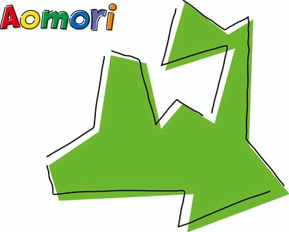 青森　手描き風のシンプルな線画の地図 青森,県,都道府県,手描き,フリーハンド,地域,地方,地図,ラフ,シンプルのイラスト素材