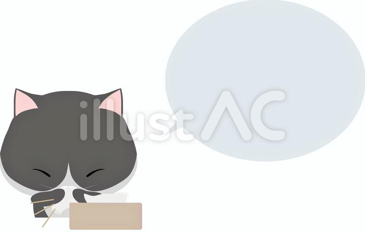 鼻をかむ_はちわれ_吹き出し 鼻,かむ,猫のイラスト素材