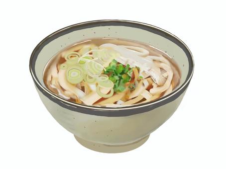 かけうどん(7) かけうどん,すうどん,うどん,食べ物,和食,日本食,ねぎ,単品,手描き,リアルのイラスト素材