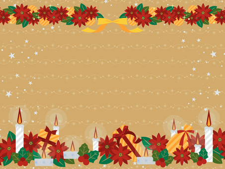 クリスマスに使えるフレーム背景90 クリスマス,メリークリスマス,xmas,冬,ポインセチア,星,キラキラ,ロウソク,キャンドル,プレゼントのイラスト素材