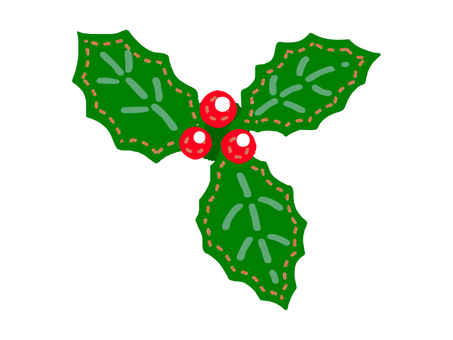 ヒイラギの布小物（線なし） クリスマス,ヒイラギ,聖夜,イヴ,冬,12月,イベント,ホリデー,web素材,ウェブのイラスト素材