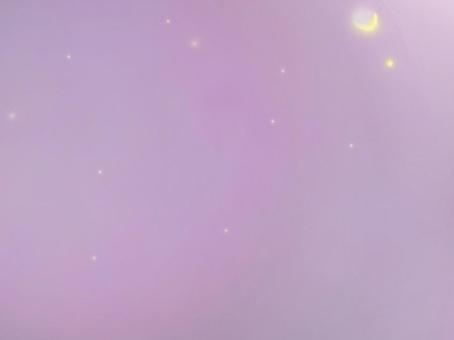 ピンク色の空と三日月 三日月,星,空,夕方,ピンク,黄色,白,光,ファンシー,可愛いのイラスト素材