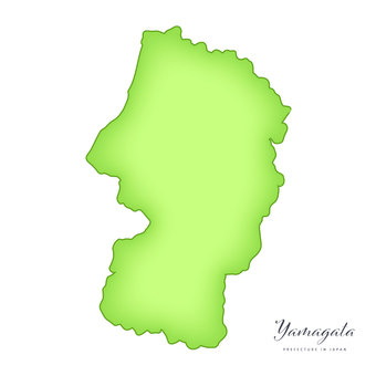 ソフトな立体感のある、山形県の地図 山形県,地図,山形市,天童市,米沢市,酒田市,尾花沢市,上山市,鶴岡市,小国町のイラスト素材