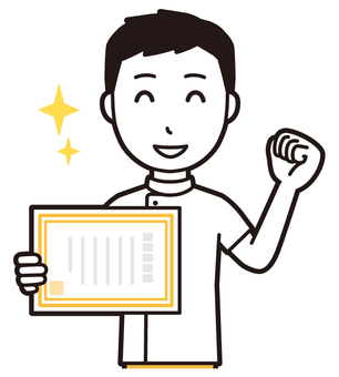  理学療法士男(黄)-438-バスト 表彰状,理学療法士,整体師,白衣,医療,病院,柔道整復師,カイロプラクティック,鍼灸師,マッサージ師のイラスト素材
