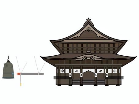 お寺 寺,寺院,仏閣,建物,建築物,仏教,宗教,日本,鐘,釣り鐘のイラスト素材