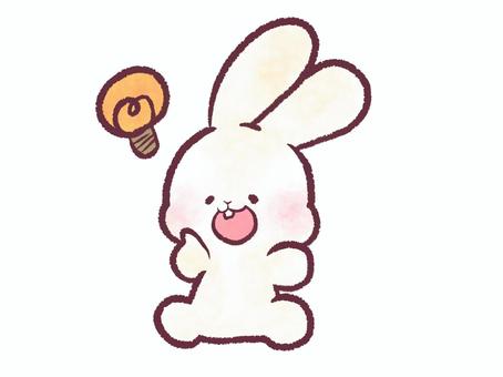 ひらめいたうさぎ うさぎ,動物,生き物,閃き,電球,ゆるい,カットのイラスト素材