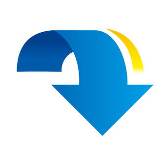 下向き矢印青 矢印,青,アーチ,下向き,グラデーションのイラスト素材