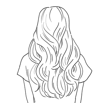 ロングヘアスタイルの後ろ姿（線画） ヘアスタイル,ロングヘア,髪型,女性,後ろ姿,線画,人物のイラスト素材