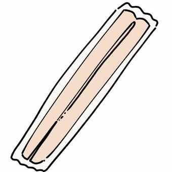 ビニール袋に入った割り箸 割り箸,お箸,木,ビニール,袋,食べる,割るのイラスト素材