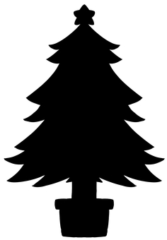 クリスマスツリーのシルエット（黒） クリスマス,クリスマスツリー,モミの木,シルエット,星,スター,12月,師走,冬,アイコンのイラスト素材