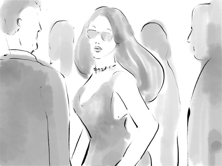 Illustration, celeb, protection du corps, mode, 