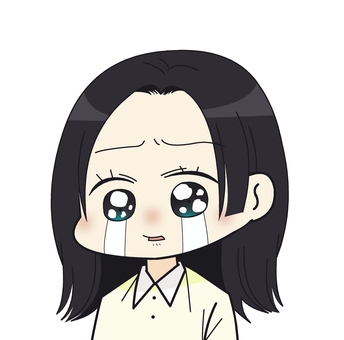 号泣する女性 人物,号泣,悲しい,涙,泣く,嗚咽,悔しい,赤面,センター分け,黒髪のイラスト素材