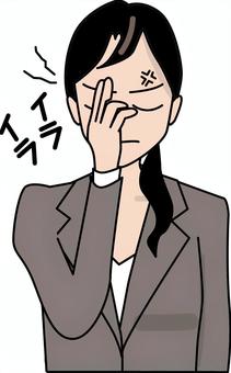 イライラ女性 イライラ,不機嫌,怒る,不快,表情,オフィス,スーツ,会社員,若い,女性のイラスト素材