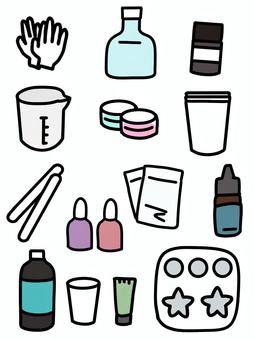 レジンアートの材料アイコン レジン,アート,材料,道具,やすり,ファイル,ネイル,マニキュア,インク,ケースのイラスト素材