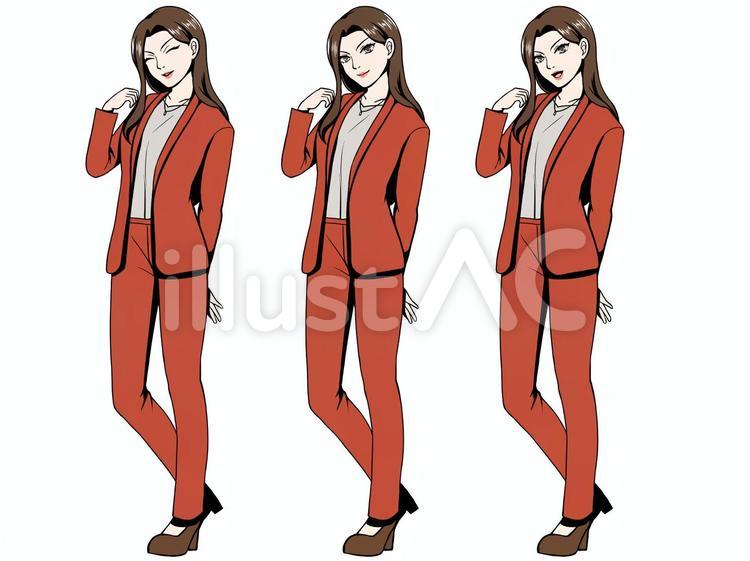 アメコミ風女性立ち絵３ アメコミ,女性,スーツのイラスト素材