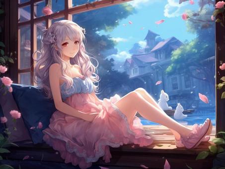 微笑む女の子 微笑む女の子 女の子,かわいい,アニメのイラスト素材