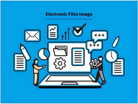 Image illustration of electronic file (blue), it, business, system, JPG and PNG