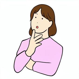 女性 女性,人物,生物,一人,考える,髪,茶髪,ボブ,顔,表情のイラスト素材