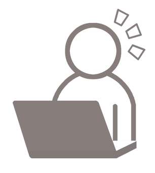 仕事中アイコン 人物,人,pc,パソコン,ノートpc,事務員,デスクワーク,仕事,業務,仕事中のイラスト素材