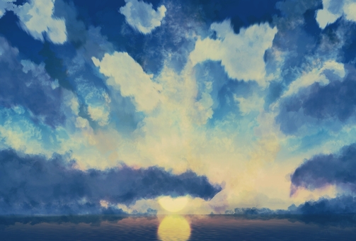 エモくて儚い風景★朝焼け夕焼けの背景壁紙 風景,背景,壁紙,エモい,儚い,自然,空,雲,海,朝のイラスト素材