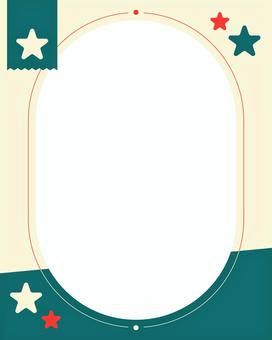 レトロ枠 レトロ枠 枠,フレーム,レトロ,韓国風,写真フレーム,背景,透過,星,オレンジ,緑のイラスト素材
