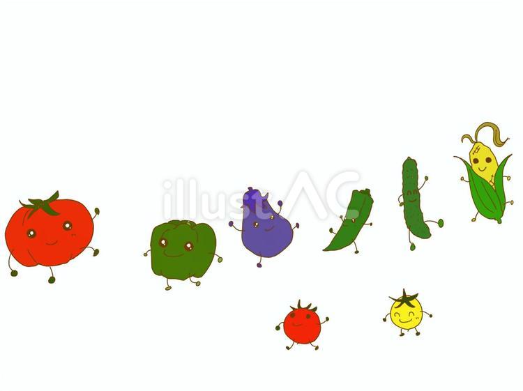 なつやさい（おたより用） 夏野菜,手書き,カラーのイラスト素材