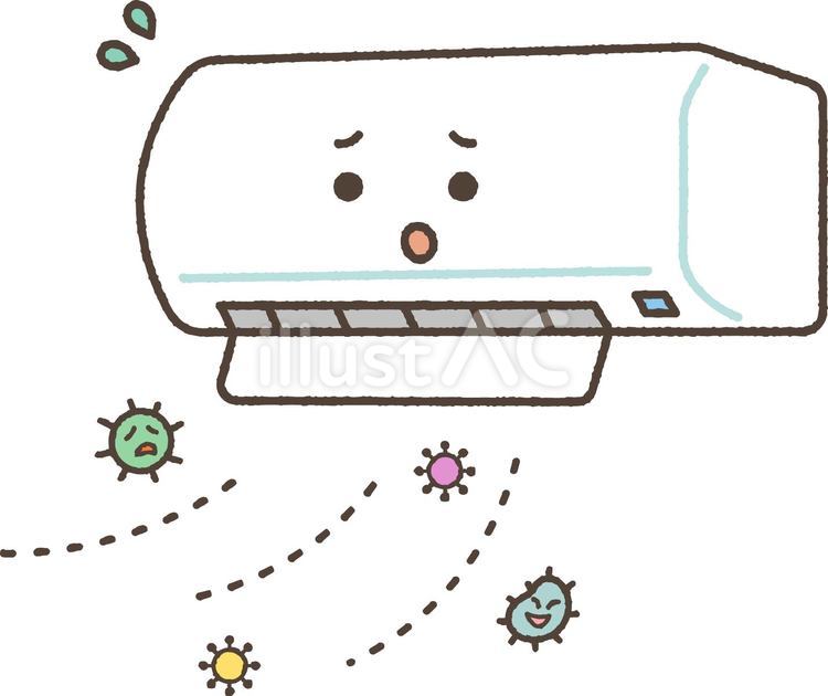 雑菌が出てくるエアコンのイラスト エアコン,クーラー,冷房のイラスト素材