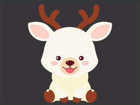 トナカイ/お座り/白 トナカイ,お座り,シンプル,ベクター,かわいい,ミニキャラ,キュート,２頭身,３頭身,ミニキャラクターのイラスト素材