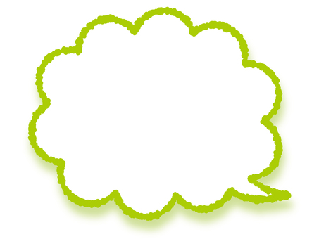 クレヨンのもくもく吹き出し　影付　黄緑