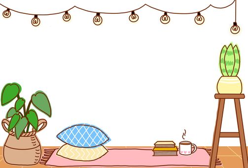 간단한 휴일 방 프레임 엽서, 간단한 휴일 방 프레임 엽서, 인테리어, 관엽 식물, 라이프 스타일,