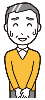 ニット中年男性(黄)-098-バスト  ニット中年男性(黄)-098-バスト 苦笑い,おじさん,男性,中年,お父さん,パパ,シニア,ミドルエイジ,人物,かわいいのイラスト素材