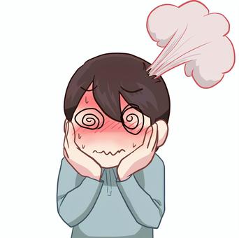 頭がパンクする男性 人物,生活,バストアップ,男性,頭,パンク,目回し,素材のイラスト素材