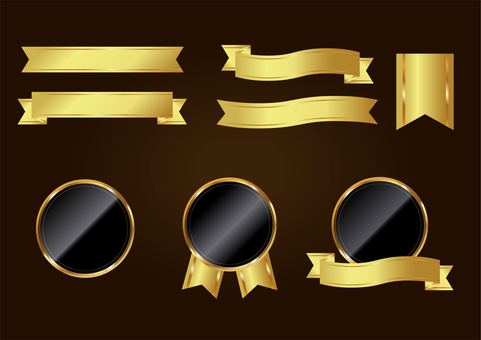 高級メダルセット(ゴールド&ブラック) 高級メダルセット(ゴールド&ブラック) 受賞,メダル,金,ゴールド,キラキラ,授賞,ランキング,記念日,枠,エンブレムのイラスト素材