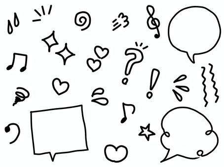 シンプルな手描きの感情アイコンセット アイコン,マーク,感情,あしらい,吹き出し,フキダシ,ふきだし,フレーム,枠,漫画のイラスト素材