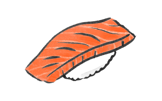 サーモンの握りのイラスト 寿司,お寿司,握り,魚,生もの,日本,伝統,食文化,食事,お祝いのイラスト素材