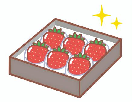箱入り高級いちごのイラスト いちご,6個,高級,箱,贈答,キラキラ,箱入り,果物のイラスト素材