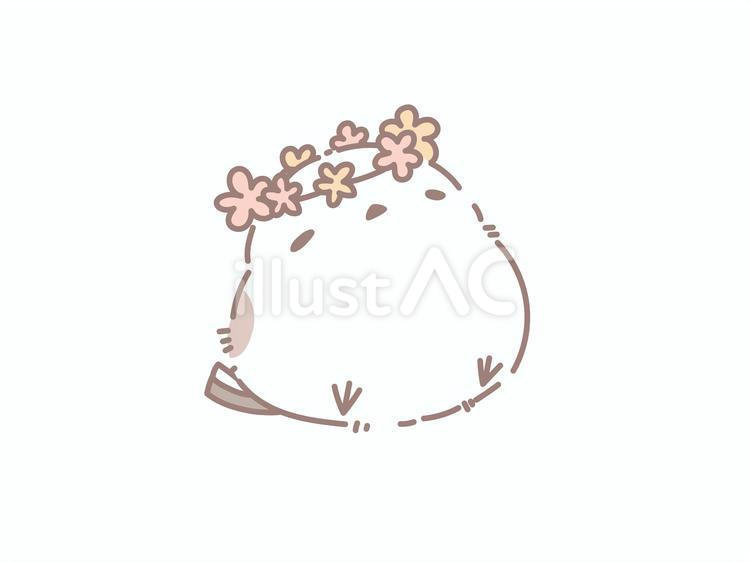 花冠をかぶったシマエナガ シマエナガ,花冠,かわいいのイラスト素材