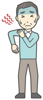 ニット中年男性-076-全身  ニット中年男性-076-全身 肩こり,おじさん,男性,中年,お父さん,パパ,シニア,ミドルエイジ,人物,かわいいのイラスト素材