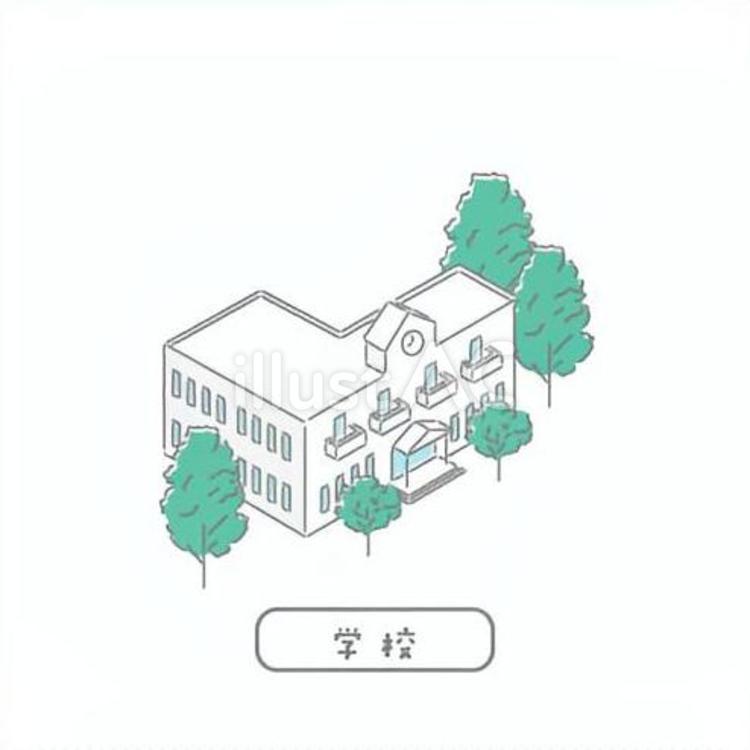 通学／先生のためのイラスト 校舎,学校,大学のイラスト素材