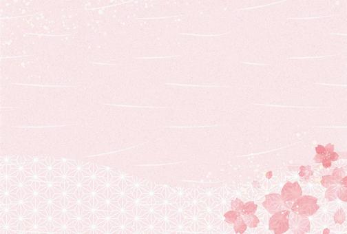 Watercolor style cherry blossoms and Japanese pattern Japanese paper background, , JPG and AI