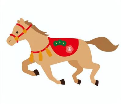 走るお正月の馬イラスト