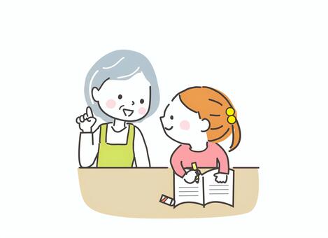 공부하는 아이들에게 가르치는 할머니, JPG, PNG 및 AI 공부하는 아이들에게 가르치는 할머니, 그림, 아이, 할머니, JPG, PNG 및 AI