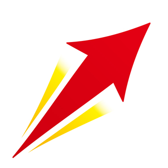 勢いのある赤い矢印１ 矢印,赤い,斜め,上,勢い,目印,１つのイラスト素材