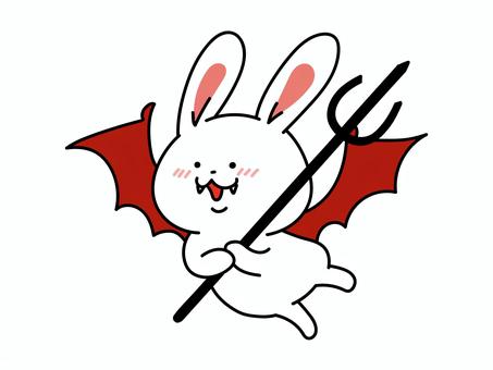 デビルうさぎさん うさぎ,悪魔,小悪魔,デビル,イタズラ,意地悪,出来心,ハロウィン,仮装,悪意のイラスト素材