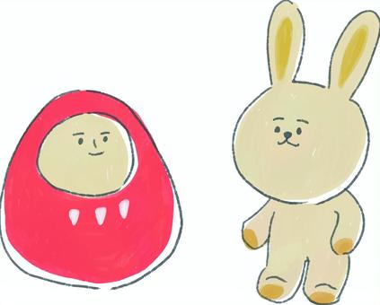 Daruma doll and rabbit, dharma, rabbit, zodiac, JPG, PNG and AI