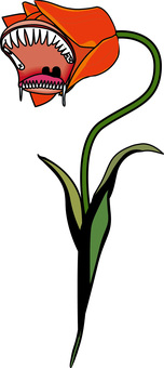 おばけの植物 おばけ,口,花,チューリップ,ホラー,おとぎ話,怖い,植物のイラスト素材